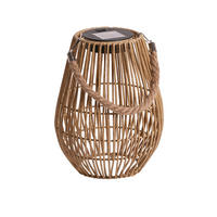 SOLAR-GEFLECHTLATERNE Oval natur Ø18 5cmx24cm Kunststoff-Rattan-Metall - Naturfarben, Metall (16/16/35cm) - Northpoint