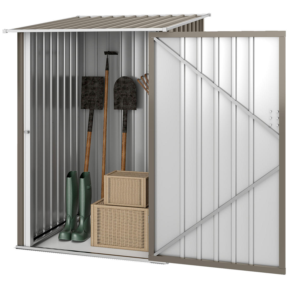 GERÄTEHAUS DE-16883 abschließbare Tür 1 m² Braun/Weiß - Braun, Metall (103/160/100cm) - ComfortXL