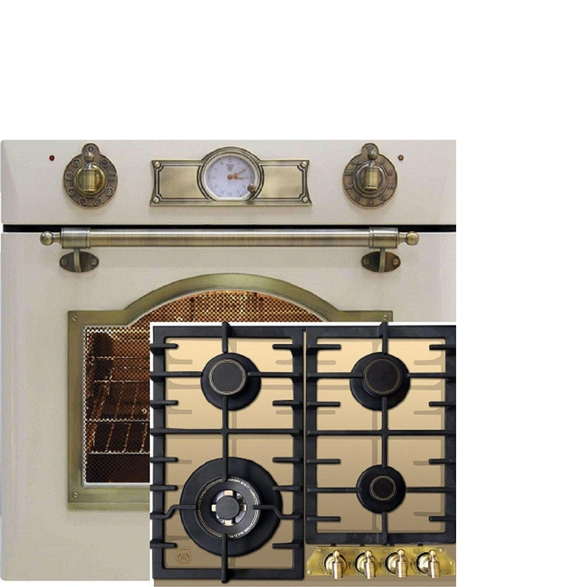 BACKOFEN-SET Einbau Backofen Elektro 60 cm EH 6355 ElfEm+KCG 6335 ElfEm Gaskochfeld 60cm Creme - Creme, Metall (59.4/59.4/57.5cm) - Kaiser Küchengeräte