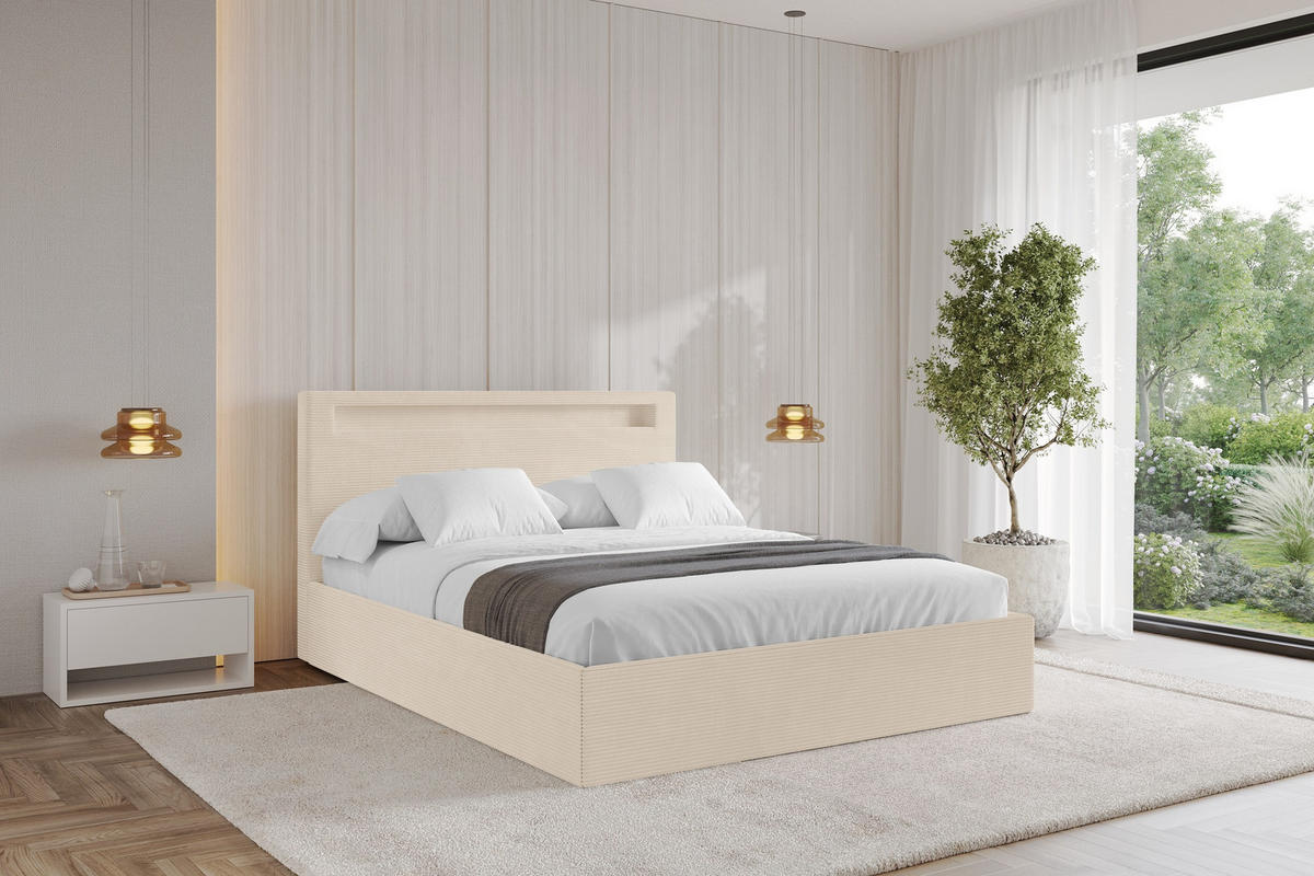 POLSTERBETT mit Bettkasten und Lattenrost, Boxbett ohne Matratze - GOLA 180x200 Beige - Kaschmir, Holzwerkstoff/Textil (180/200cm) - ALTDECOR
