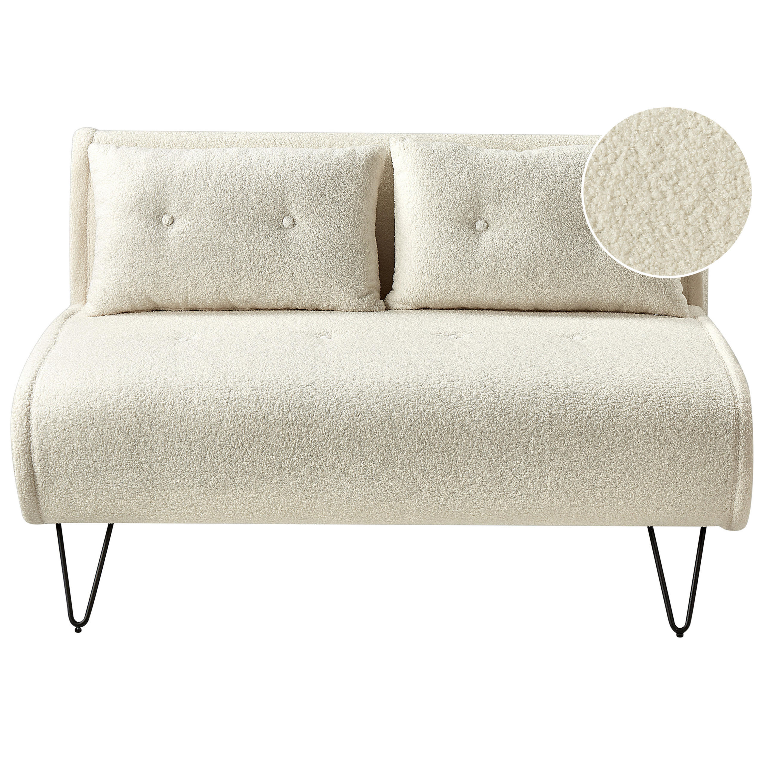 2-SITZER-SCHLAFSOFA Bouclé hellbeige/schwarz Vestfold - Beige/Schwarz, Textil (130/45/78cm) - Beliani