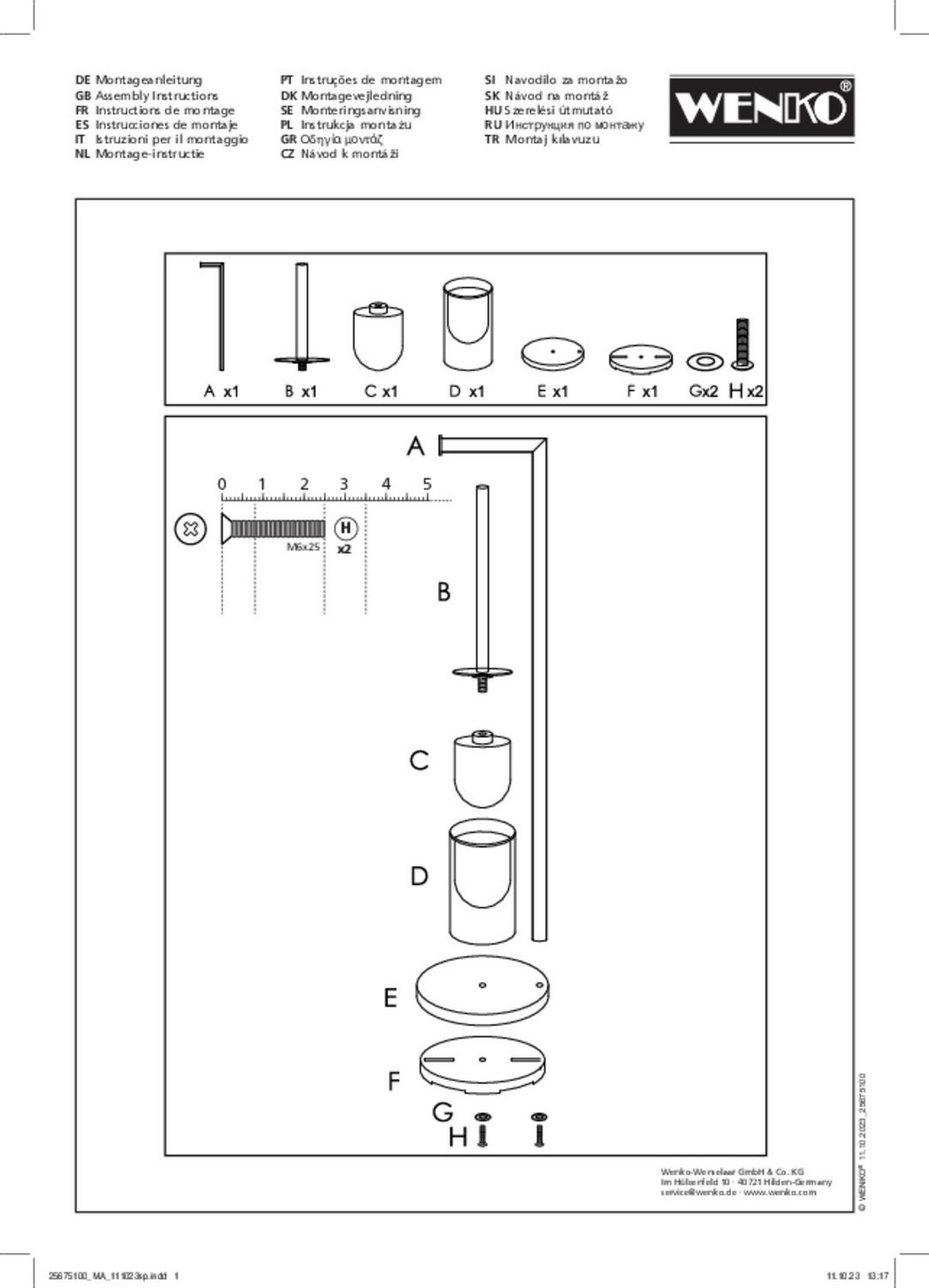 TOILETTENPAPIER- und Bürstenhalter 2-in-1 Ferla 18/18/69,5 cm - Schwarz, Metall (18/69.5/18cm) - Wenko
