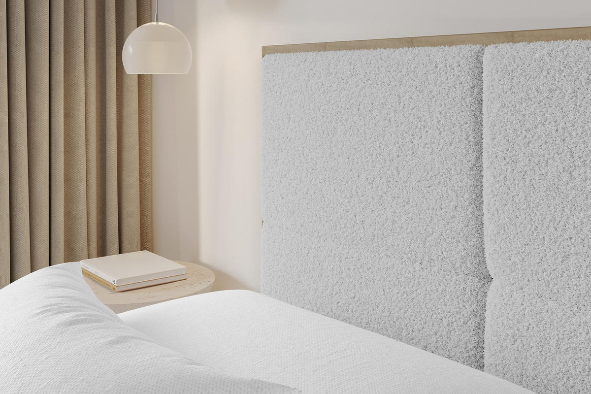 POLSTERBETT mit Bettkasten und Lattenrost, Bett mit Matratze H3/H4 - LILA 140x200 Hellgrau - Silberfarben, Holzwerkstoff/Textil (140/200cm) - ALTDECOR