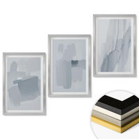 WANDBILDER 3er Set - 40x60 cm Silberner Rahmen - Abstrakte Aquarellkunst - Silberfarben, Kunststoff (40/60cm) - ArtPrintCave