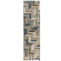 WOLLTEPPICH Mosaik-Design mehrfarbig ESK FINN, Multi 60x230 cm - Multicolor, Textil (60/230cm) - KADIMA DESIGN