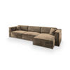 ECKSOFA TOLMO M Beige Velours-Stoff mit Schlaffunktion - Beige, Holz (347/148cm) - MASSENO