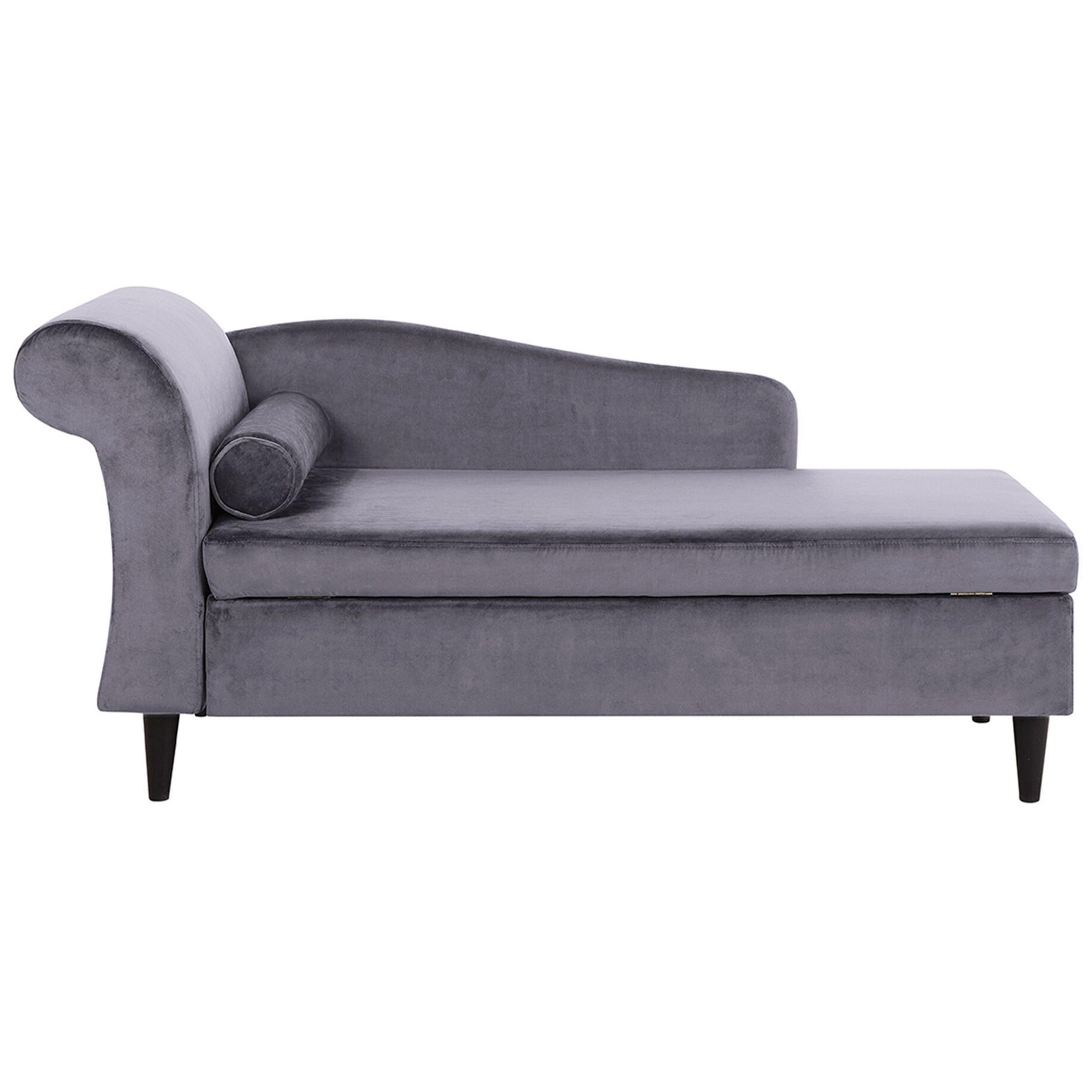 CHAISELONGUE Samtstoff dunkelgrau linksseitig Luiro - Dunkelbraun/Grau, Textil (160/77/70cm) - Beliani