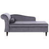 CHAISELONGUE Samtstoff dunkelgrau linksseitig Luiro - Dunkelbraun/Grau, Textil (160/77/70cm) - Beliani