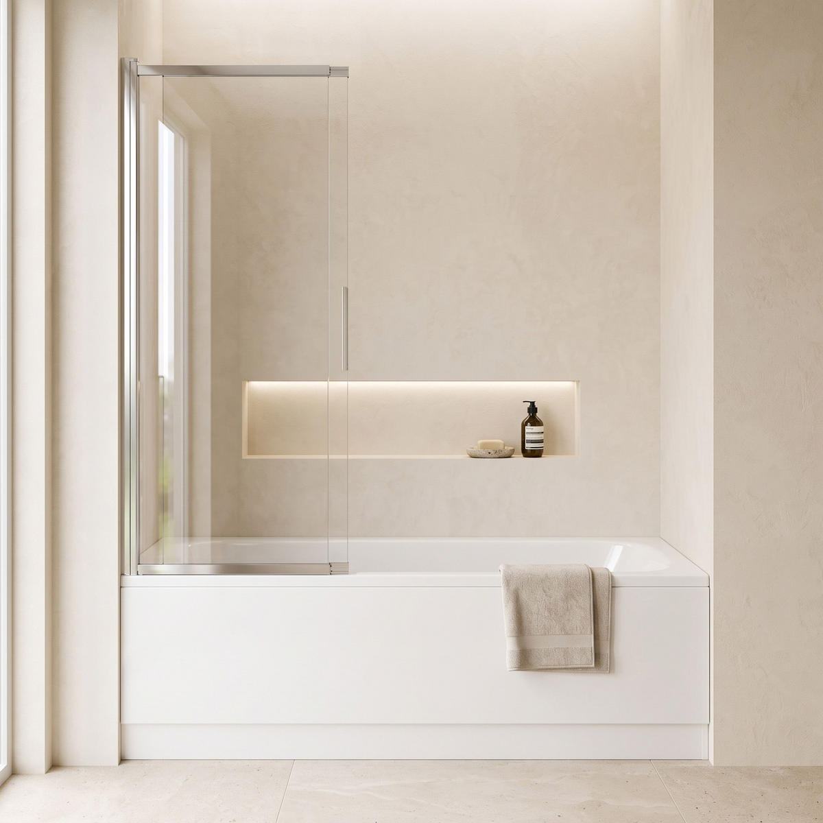 BADEWANNEN-DUSCHWAND Schiebetür Rea Dario Chrome 120 - Chromfarben, Glas (120/140cm) - REA
