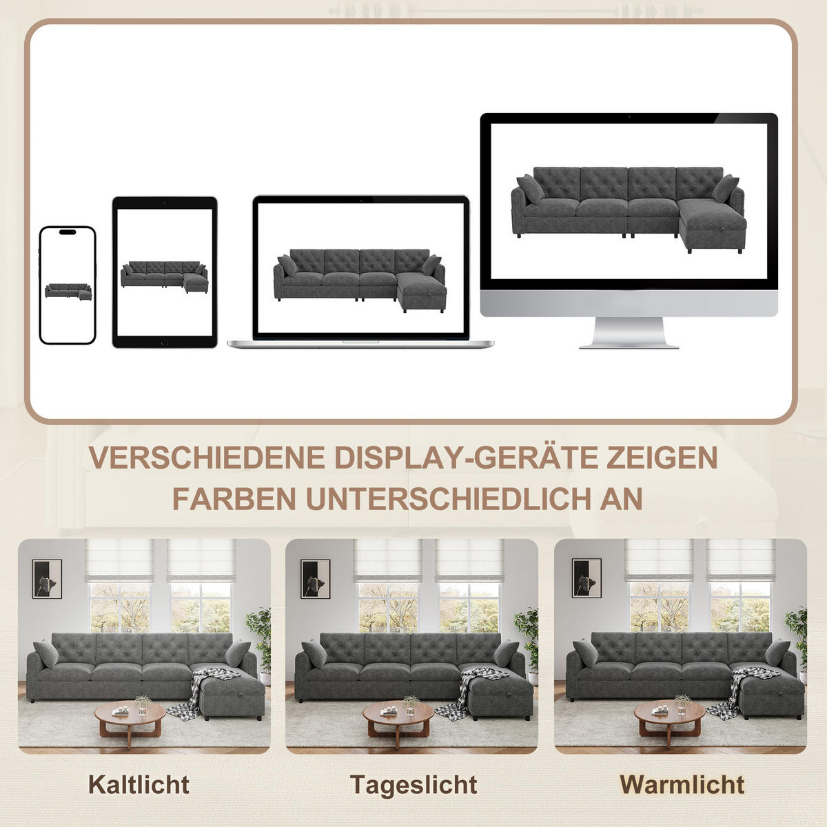 ECKSOFA 281/132/86 cm Grau mit 2 Stauraum und Magazintaschen - Grau, Textil (281/132cm) - Oxeza