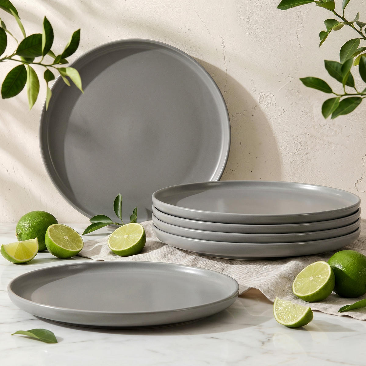 TELLER-SET VICTO 6-tlg Speiseteller, matt grau - Grau, Keramik (27cm) - KONSIMO®