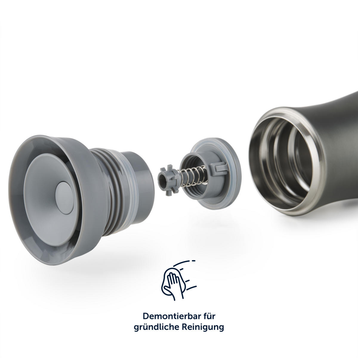 THERMOBECHER 380 ml - Kaffeebecher to go aus Edelstahl - auslaufsicherer Isolierbecher kalt/heiß - 360° Trinköffnung - Dunkelblau - Dunkelblau, Metall (0.38L) - Blumtal