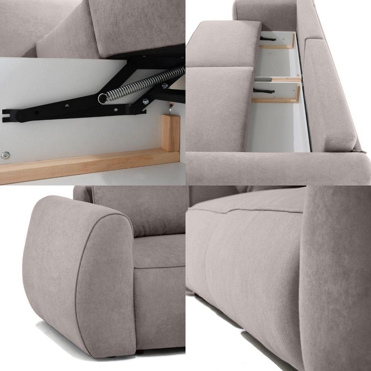 3-SITZER Schlafsofa Bravo mit Eckfunktion, mit zwei Bettkasten, Cappuccino - Schwarz/Cappuccino, Textil (257/96/110cm) - Beautysofa