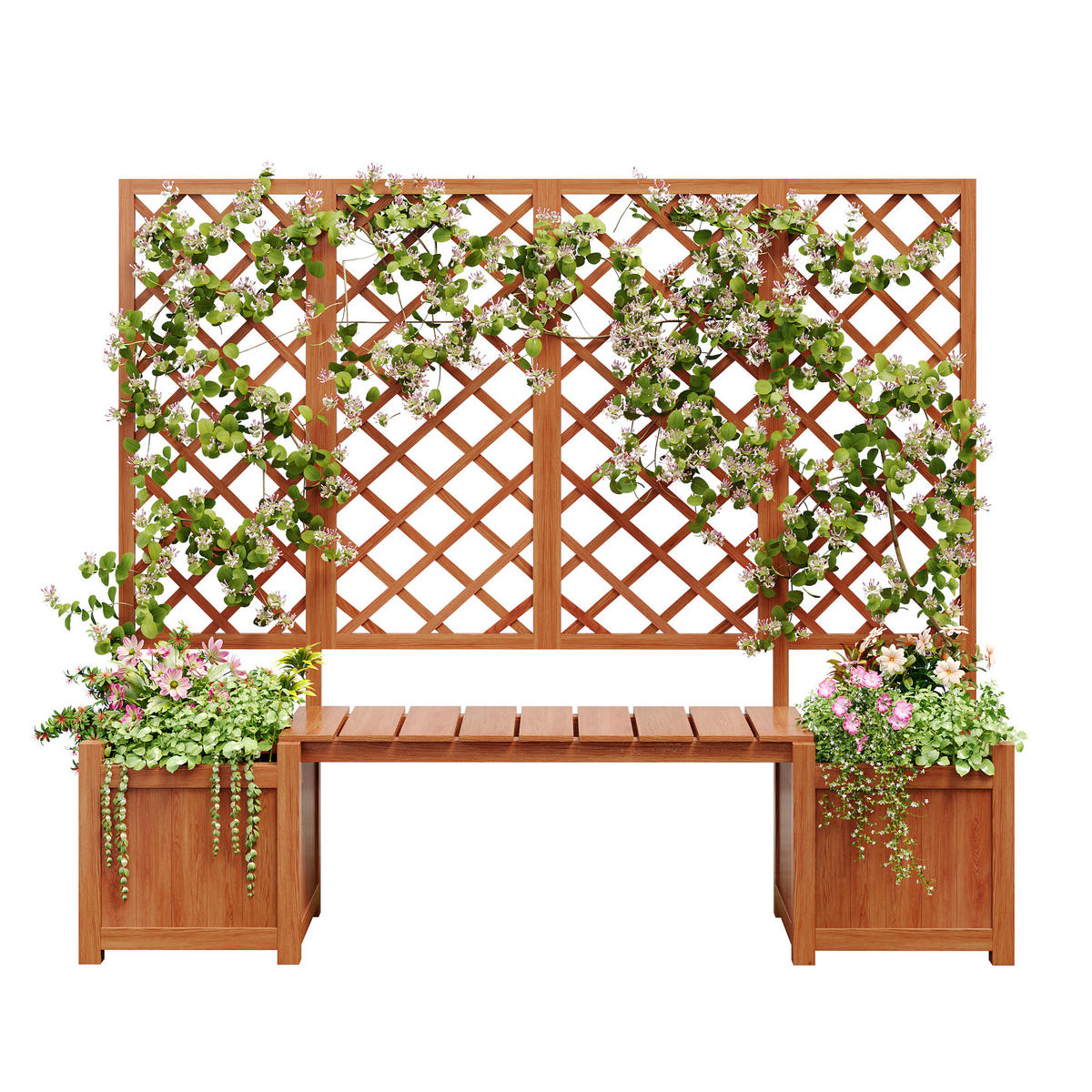 PFLANZKÜBEL Holz Braun mit Spalier Rankhilfe Garten Terrasse - Braun, Holz (42/145/169cm) - FLIEKS