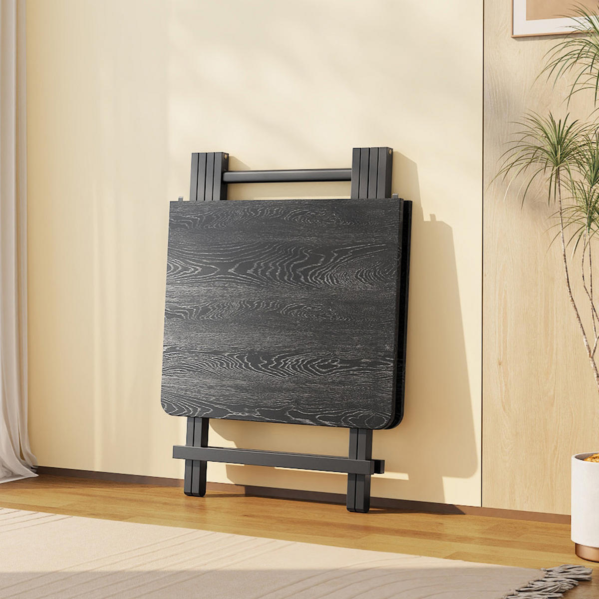 ESSTISCH Klappbar 100/60/74 cm Eisenbeine MDF Schwarz - Schwarz, Holzwerkstoff/Metall (60/74/100cm) - Livingandhome