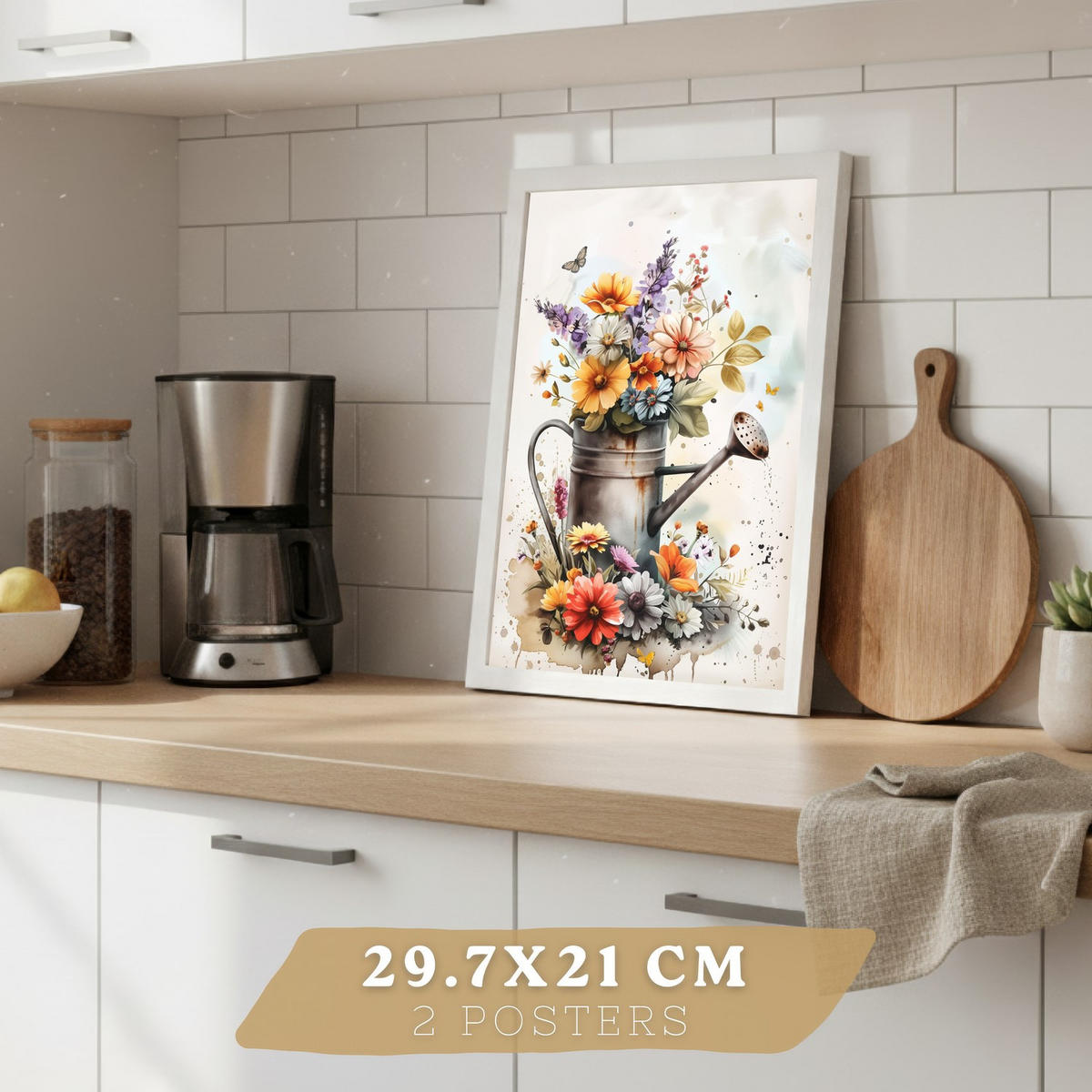 PLAKAT Sada 2 Váza A4 Bílý rám - bílá, papír (29.7/1/21cm) - Nacnic