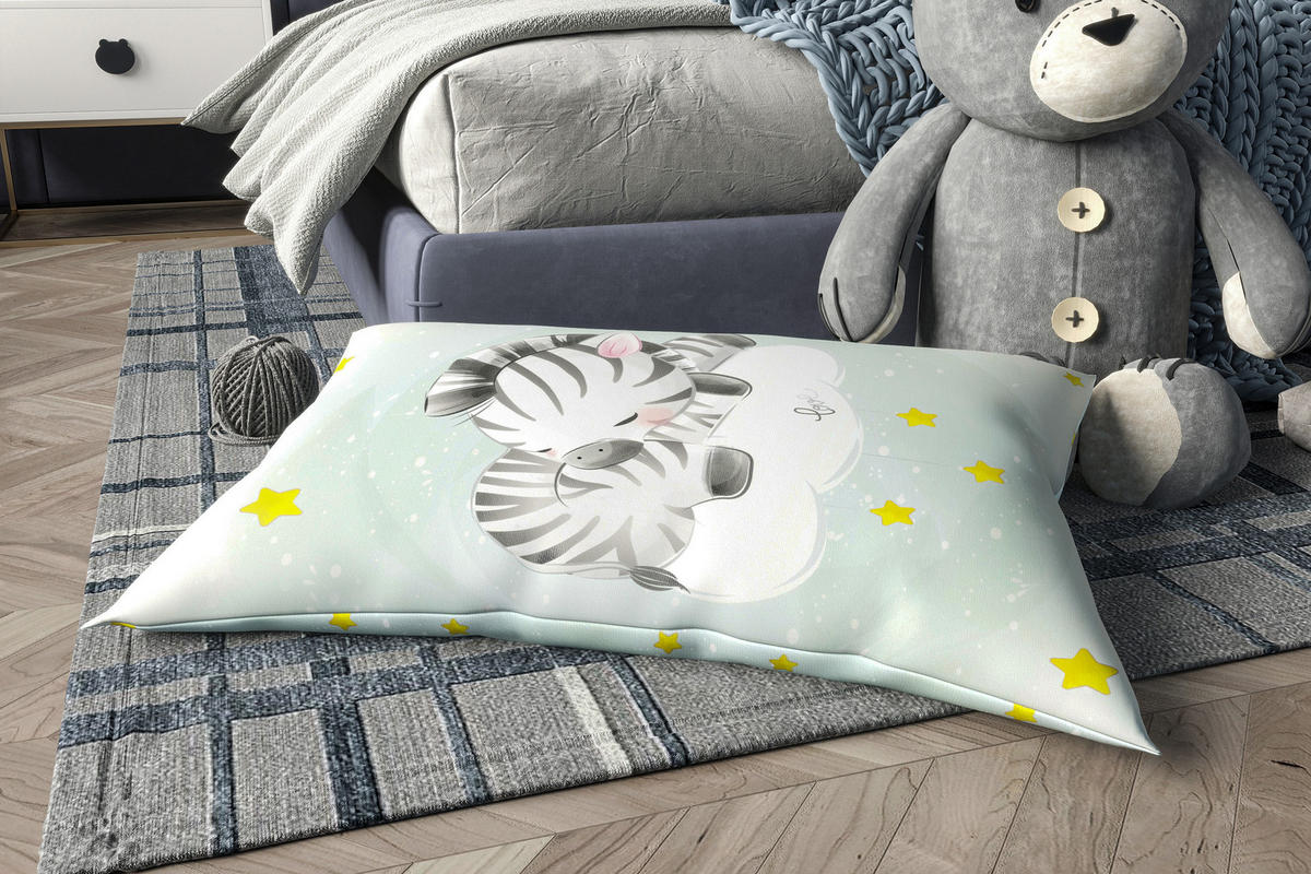 KINDER-SITZSACK - Zebra - Pastellgrün/Weiß, Textil (100/25/135cm) - Green Bean