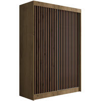 KLEIDERSCHRANK mit Lamel-Schiebetüren VILANv2 - 120 cm Eiche Kraft + Lamelle Eiche Wotan - Hellbraun/Eiche Wotan, Holzwerkstoff (120/215/61cm) - ALTDECOR