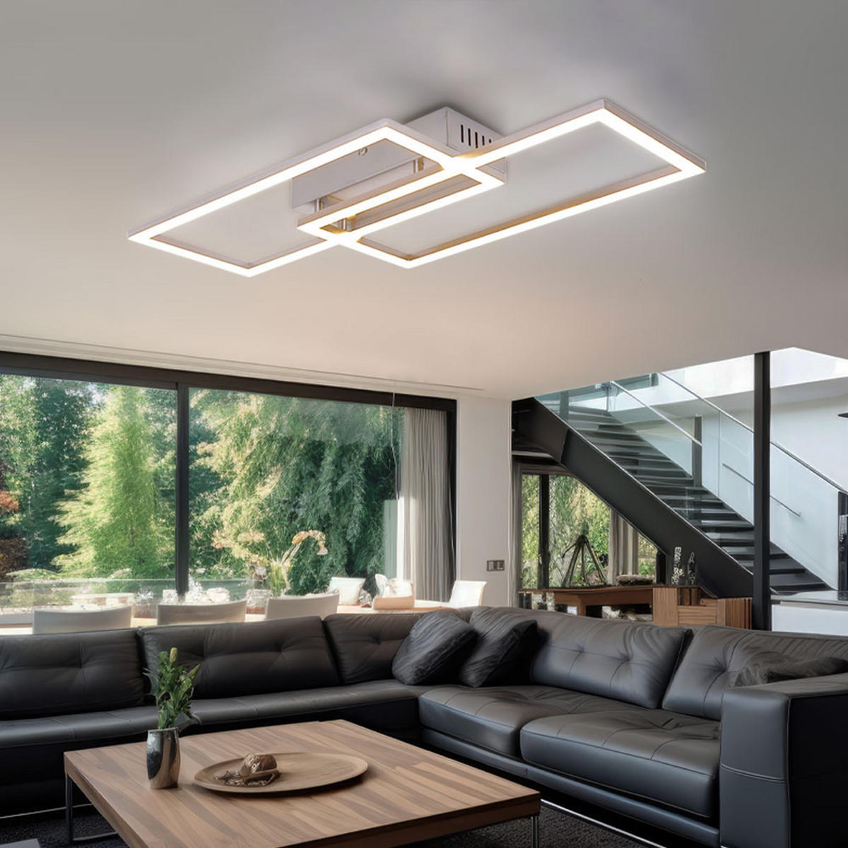 LED DECKENLEUCHTE MUNNI Silber Opal - Silberfarben, Metall (52/24.2/6.2cm) - Globo Lighting