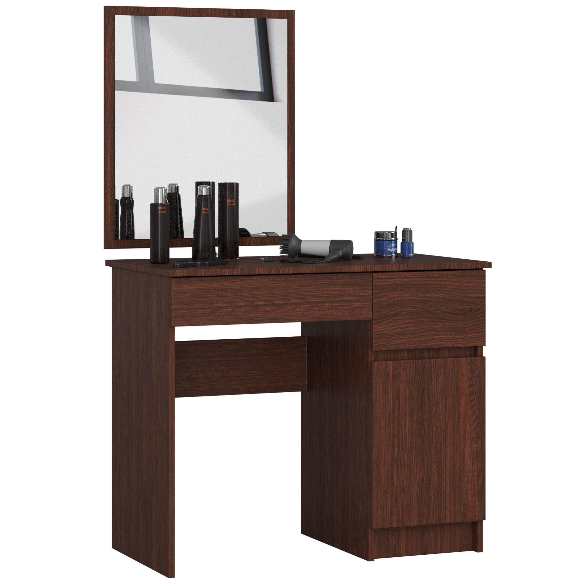 SCHMINKTISCH mit Spiegel - Dunkelbraun, Holz (90/142/50cm) - RAUMHIRSCH FURNITURE