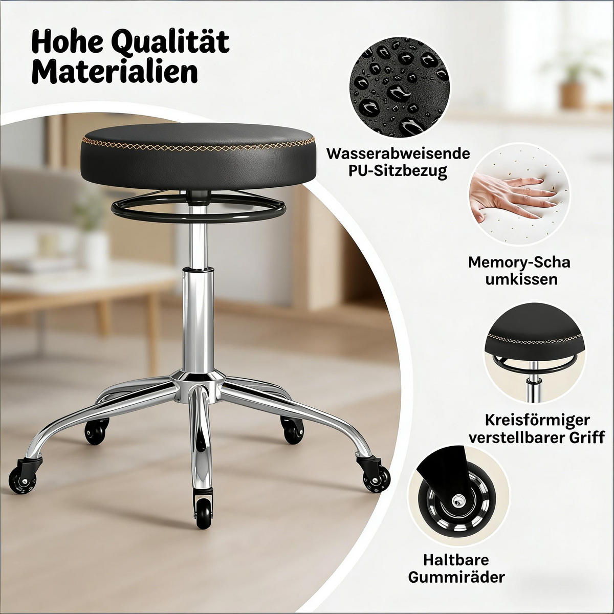 BÜROSTUHL Schwarz 49/49/58 cm - Schwarz, Metall (49/58/49cm) - PANGIVO