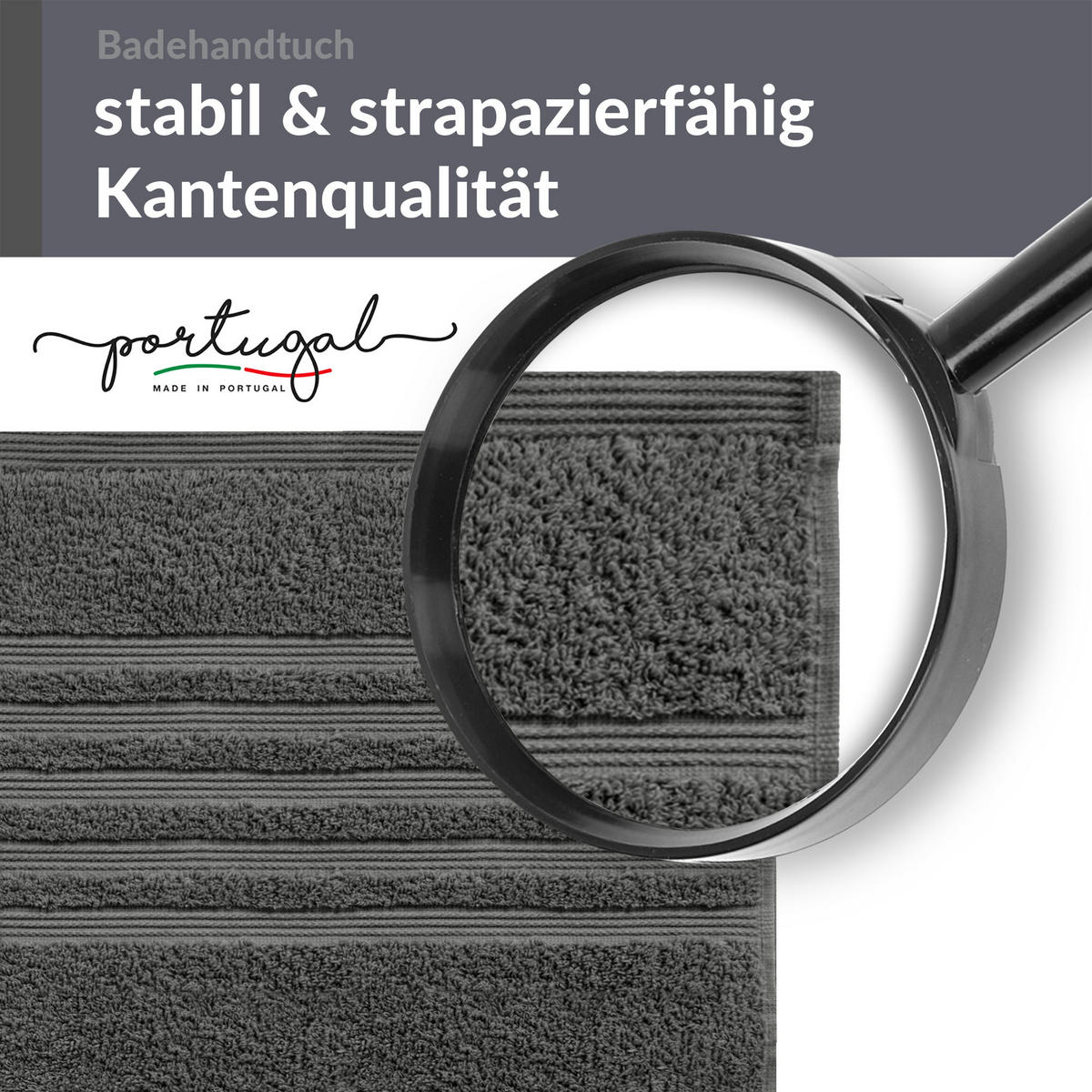 BADETUCH London Anthrazit Grau 2er Set 100x150 - Anthrazit, Textil (100/150cm) - Lashuma