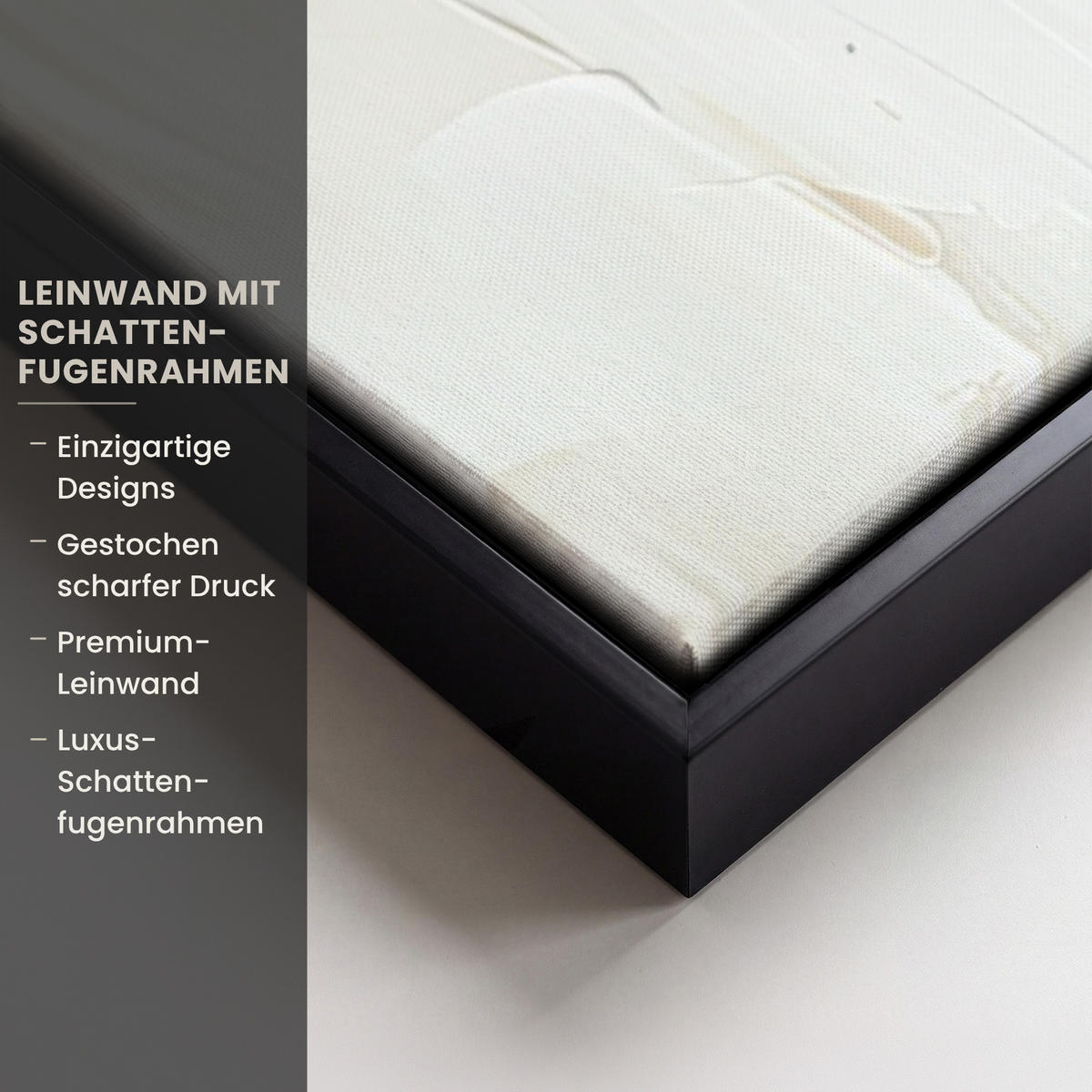 LEINWAND Bilder mit Rahmen - Abstrakt - Liebe - Schwarz und weiß - Modern - 90x90 - Schwarz, Textil (90/90cm) - MuchoWow