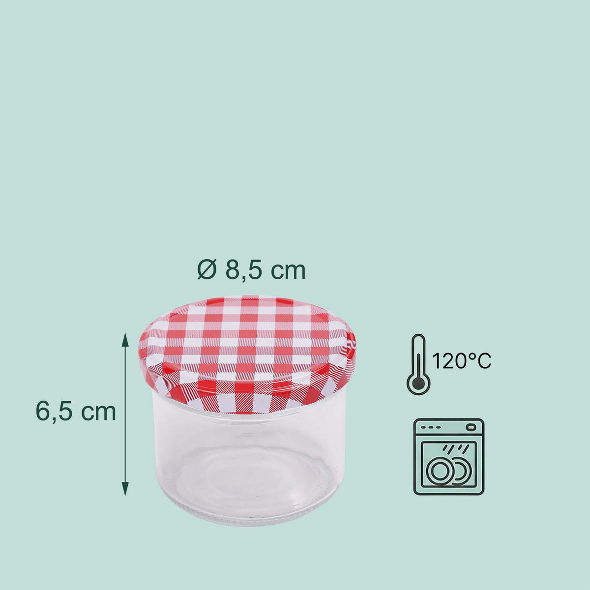 SADA zavař. sklenic - průhledná, kov/sklo (0.22L) - Relaxdays
