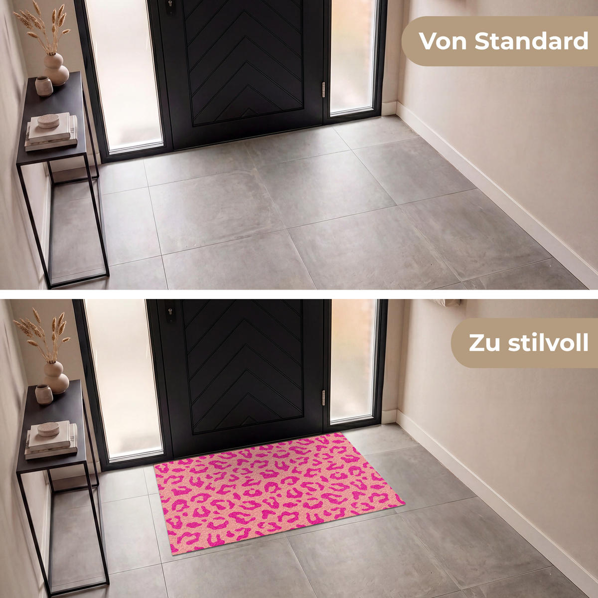 ROHOŽKA Potisk pantera - Růžová - Zvířecí potisk - Minimalistická 120x80 cm - růžová, textil/umělá hmota (120/0.4cm) - MuchoWow