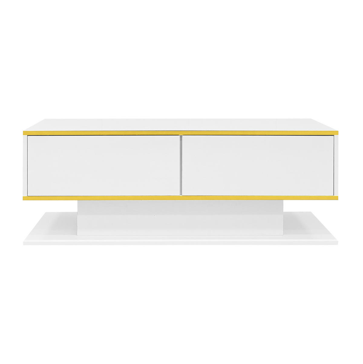 COUCHTISCH mit LED und 3 Schubladen 100 x 50 x 40 cm Weiß - Weiß, Holzwerkstoff (100/50/40cm) - Meubliv