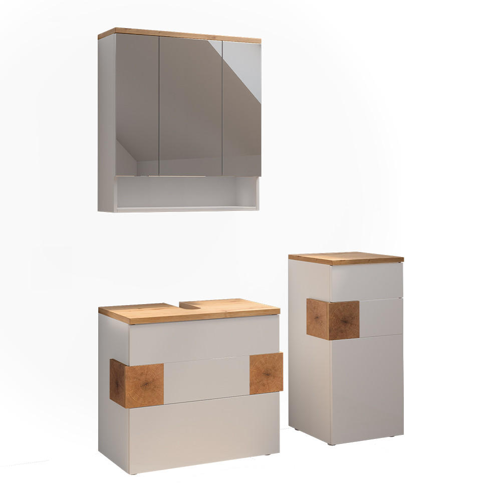 SET MOBILIER BAIE Eden, Alb lucios ridicat, 3 piese