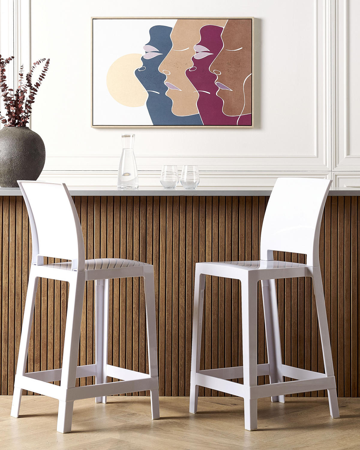 BARSTUHL 2er-Set Kunststoff weiß Wellington - Weiß, Kunststoff (41/99/48cm) - Beliani