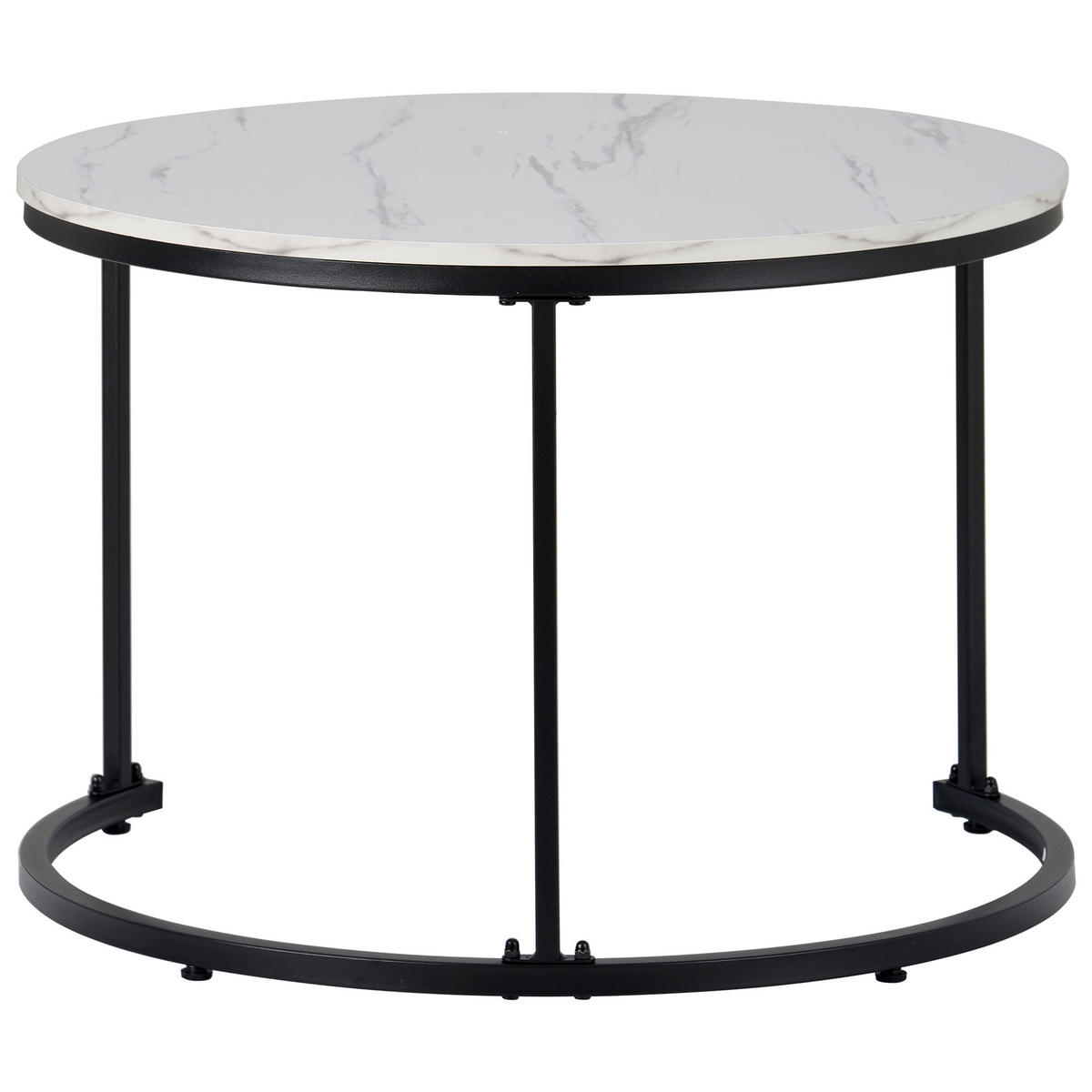 COUCHTISCH DE-136 2er Set Runder Beistelltisch Weißer Marmor - Weiß, Holzwerkstoff (71/71/50cm) - ComfortXL