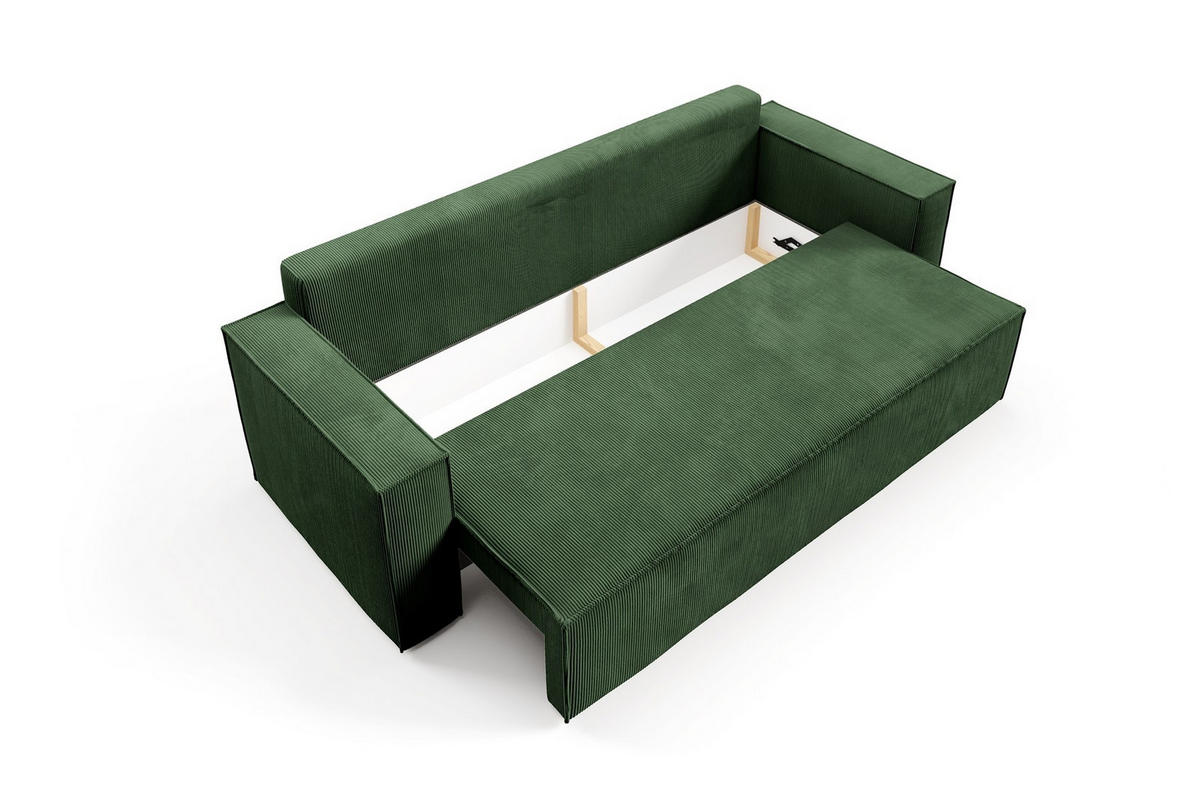 SOFA Roda Grün, Kordsofa mit Schlaffunktion - Grün, Holzwerkstoff/Textil (248/93/96cm) - Bettso
