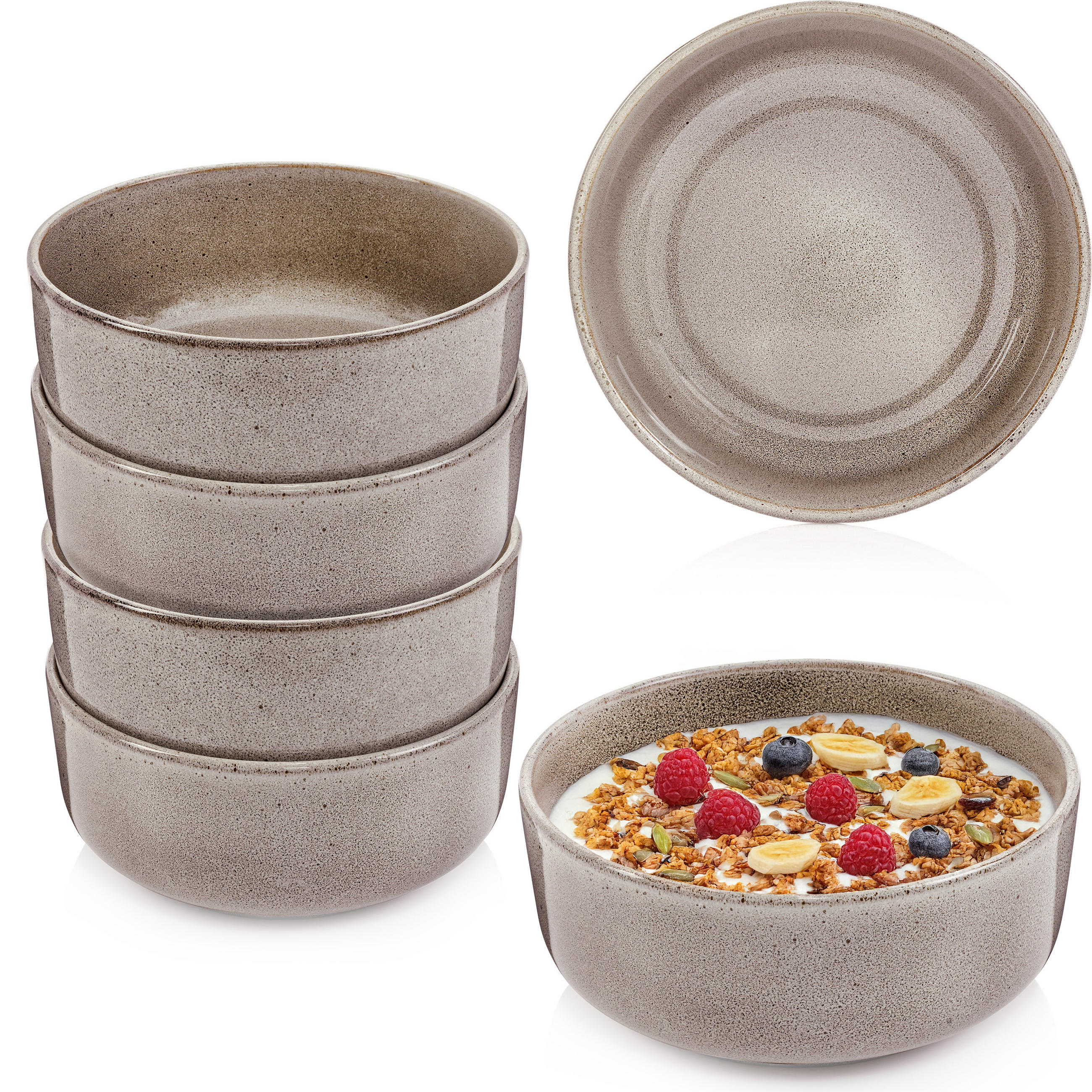 SCHALEN SET KAIRO CLAY - 6 teilig aus Steingut - Grau, Keramik (38.5cm) - Sänger