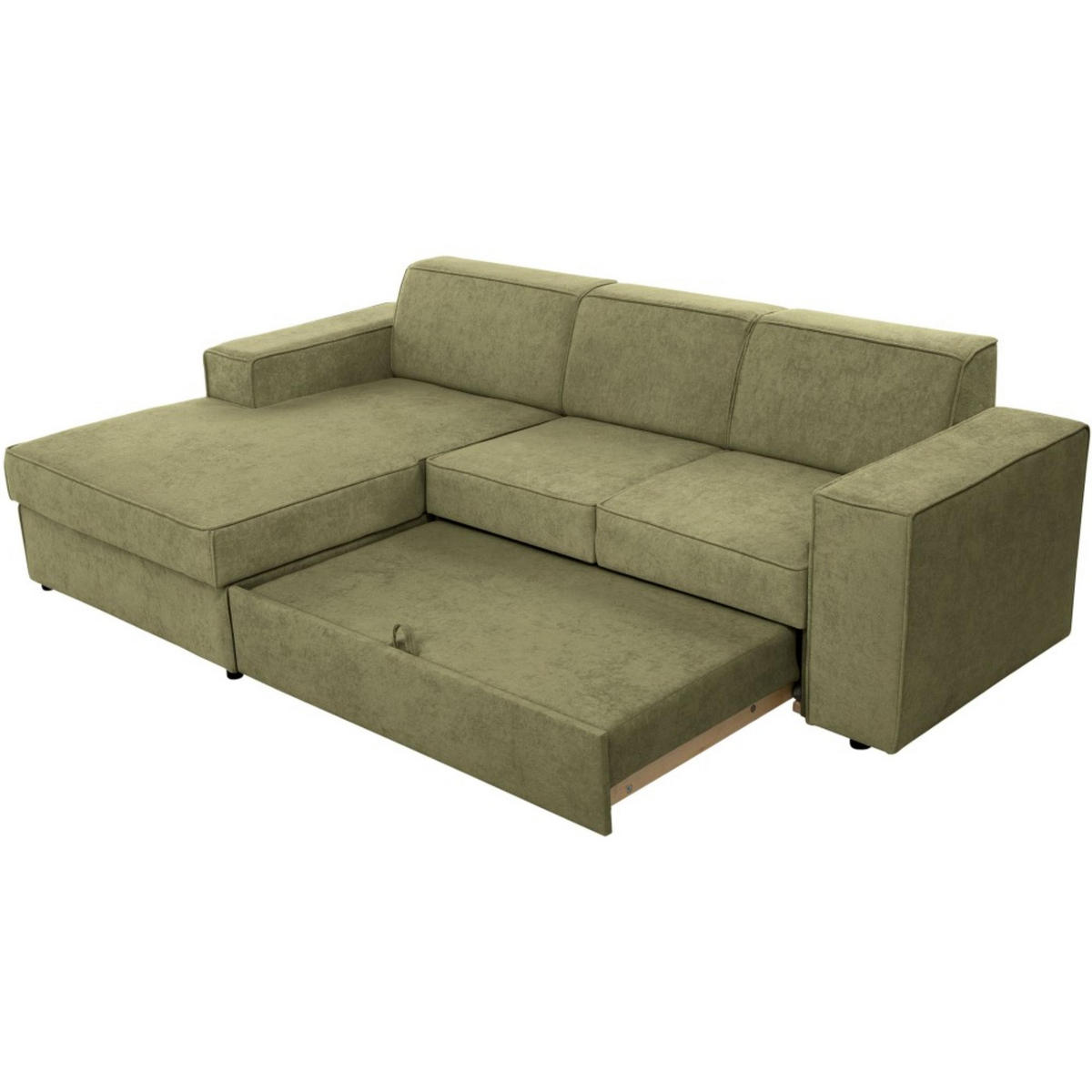 ECKSCHLAFSOFA mit Schlaffunktion Pedro L hellgrün links - Schwarz/Hellgrün, Kunststoff/Textil (267/160cm) - Beautysofa