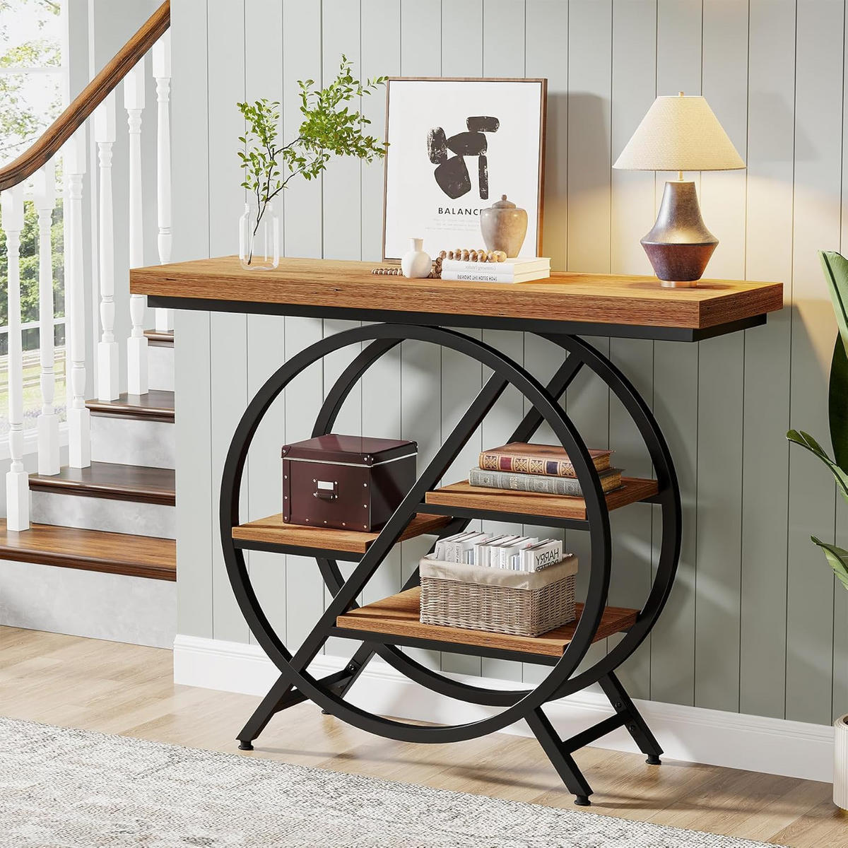 KONSOLENTISCH Holzoptik Braun Metall Schwarz 100×30×82 cm - Ahornfarben, Holzwerkstoff/Metall (30/100/82cm) - Quality Elegance