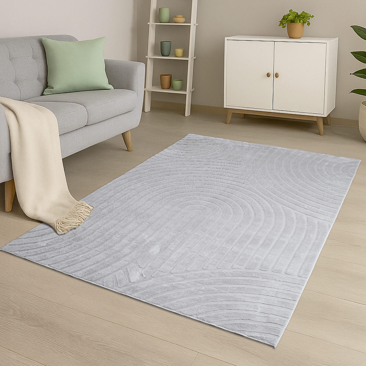 KURZFLOR-TEPPICH Waves 501 Grau 80x150 cm - Grau, Textil (80/150cm) - carpet city