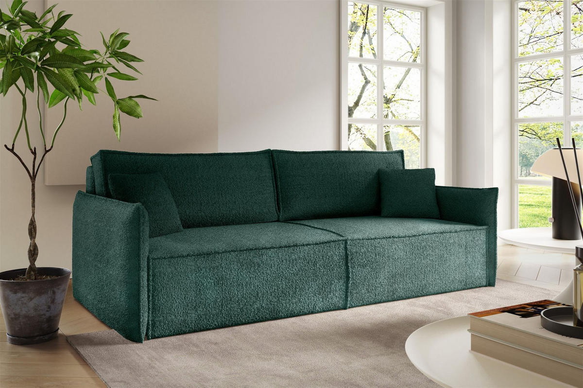 SCHLAFSOFA Lagos - Grün, Holzwerkstoff/Textil (221/70/105cm) - Fun Möbel