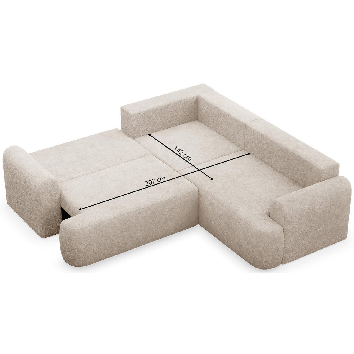 ROHOVÁ POHOVKA Ovo Černá látka univerzální s úložným prostorem - černá/ecru, textil/plast (245/245cm) - Selsey