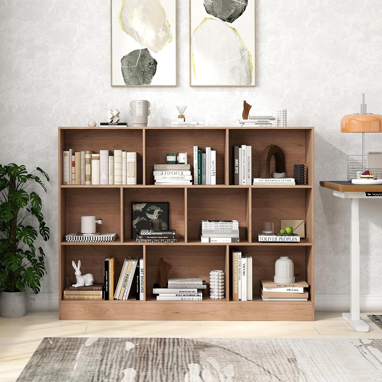 BÜCHERREGAL Braun - Braun, Holz (24/104/140cm) - COSTWAY