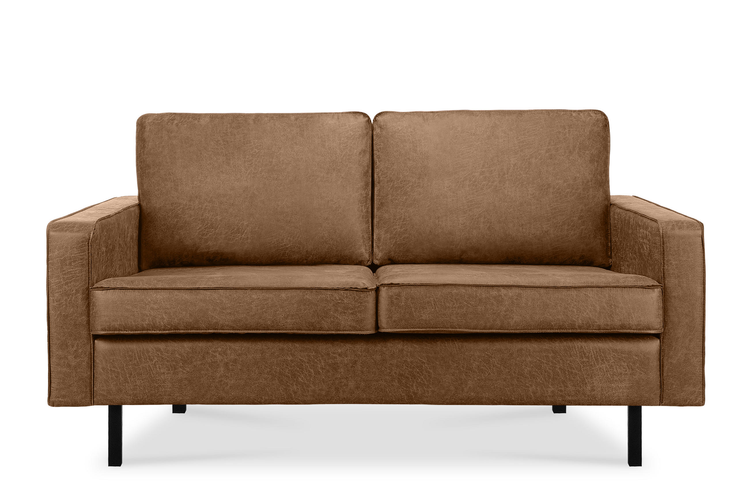 2-SITZER-SOFA INVIA Klassische-Stil mit Armlehnen, Lederoptik-Stoff, braun - Schwarz/Braun, Textil (164/87/98cm) - KONSIMO®