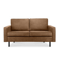 2-SITZER-SOFA INVIA Klassische-Stil mit Armlehnen, Lederoptik-Stoff, braun - Schwarz/Braun, Textil (164/87/98cm) - KONSIMO®