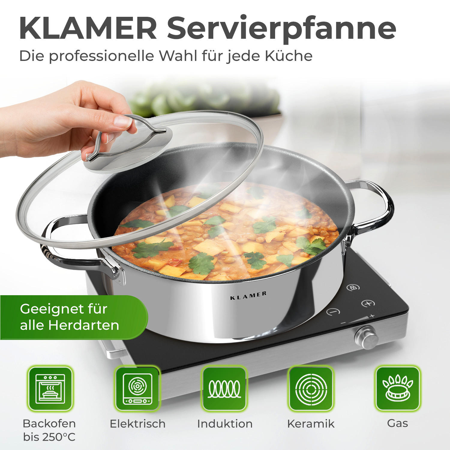 PFANNE Servierpfanne 28 cm Edelstahl - Edelstahlfarben, Metall (40/29/9cm) - KLAMER