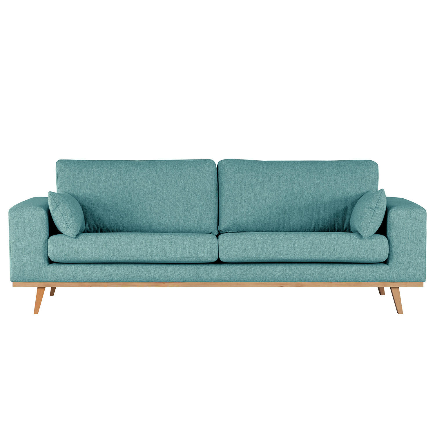 2-SITZER SOFA - Buchefarben/Petrol, Buchenholz/Textil (197/81/88cm) - home24