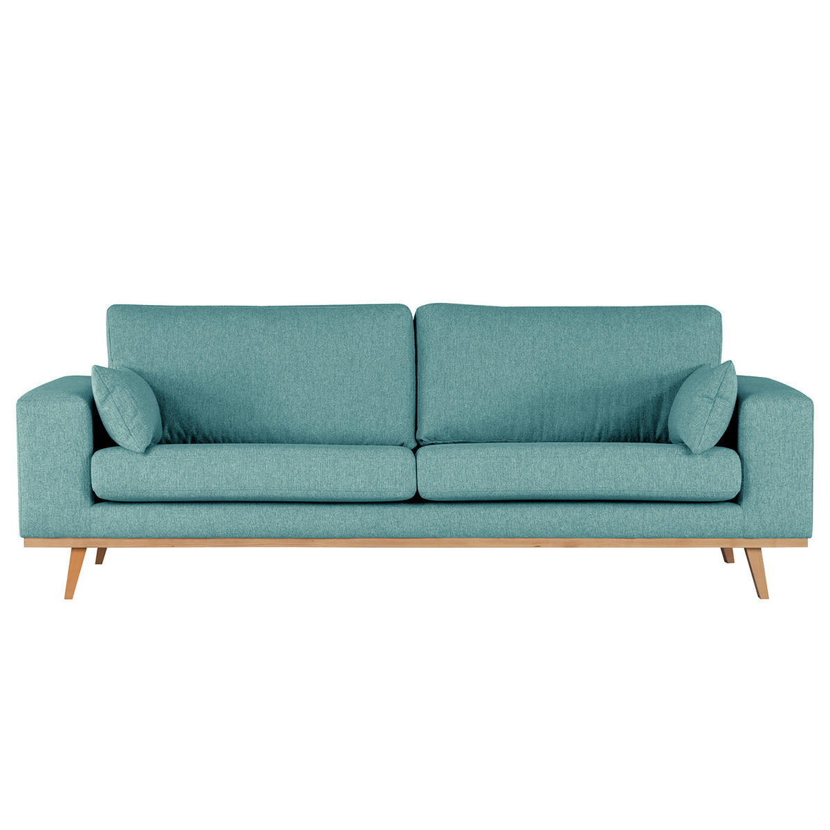 2-SITZER SOFA - Buchefarben/Petrol, Buchenholz/Textil (197/81/88cm) - home24