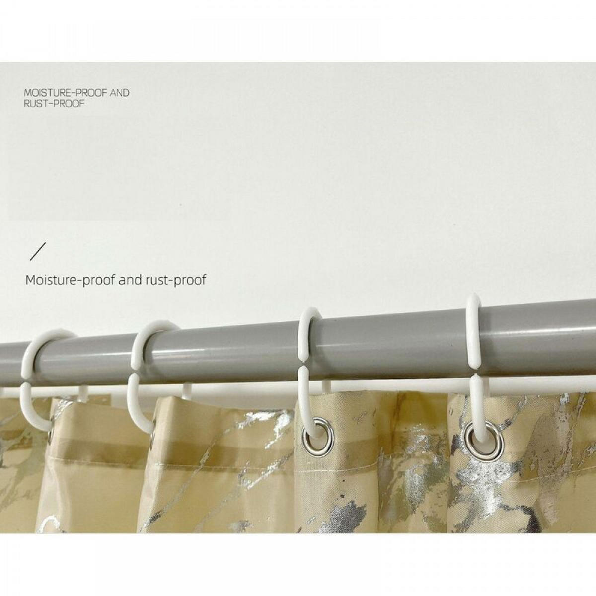 DUSCHVORHANG Marmor silberfarben schlicht maschinenwaschbar Polyester beschwerter Saum mit Haken - Gelb, Textil (180/180cm) - MCBOSON