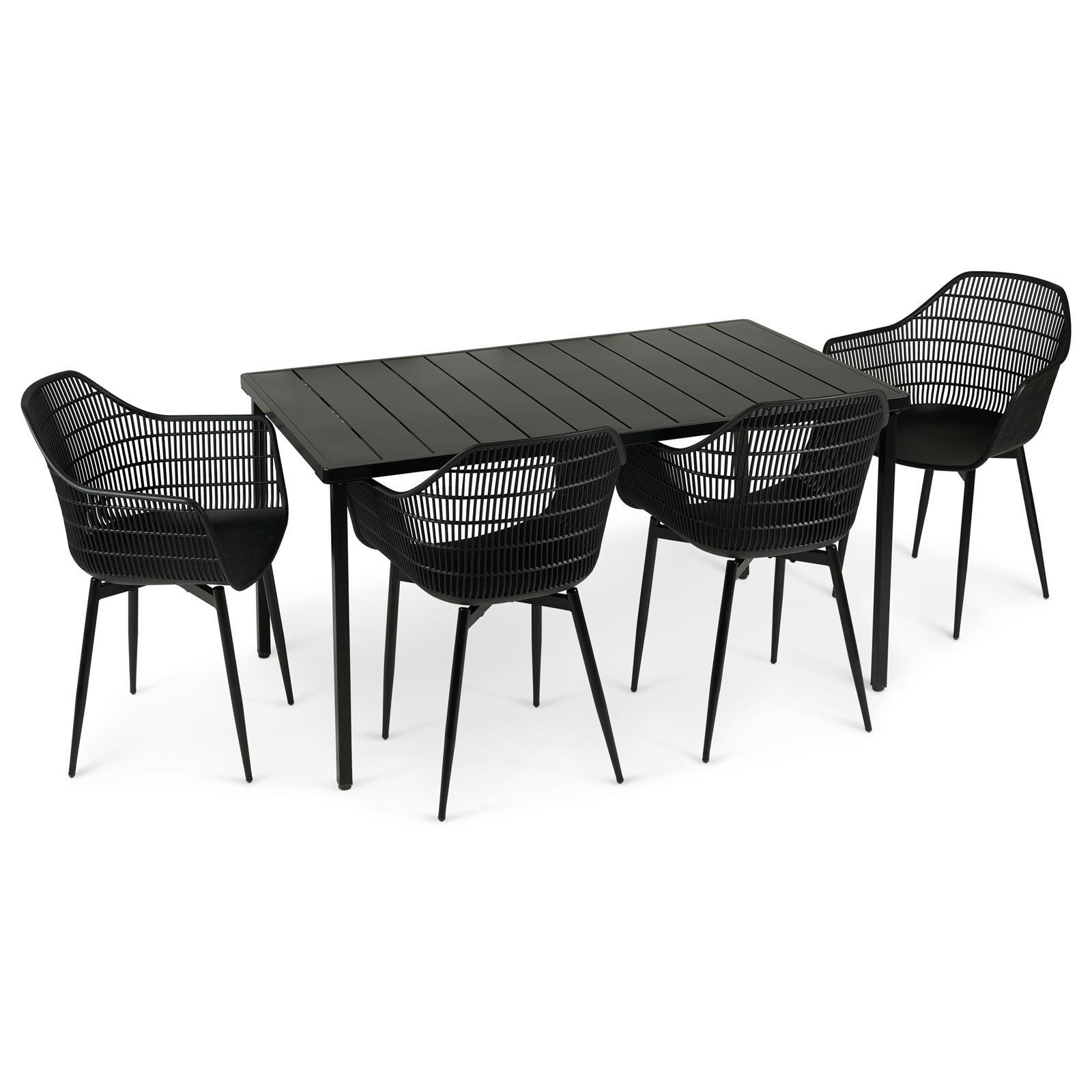 GARTENMÖBEL SET MARGHERITA 5er Set schwarz - Schwarz, Metall - IDIMEX