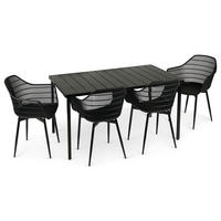 GARTENMÖBEL SET MARGHERITA 5er Set schwarz - Schwarz, Metall - IDIMEX