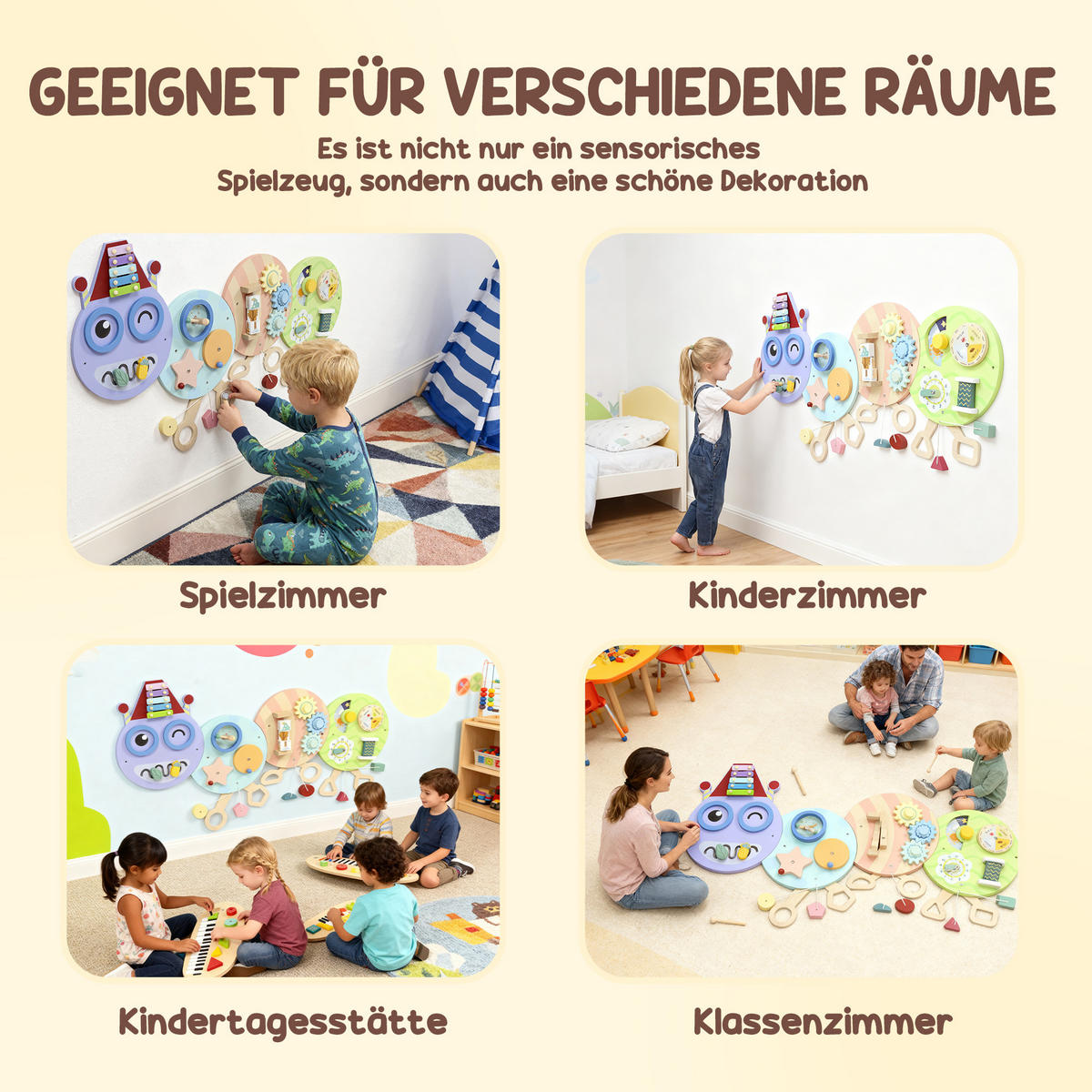 WANDSPIELZEUG DE-10200 7-in-1, Xylophon, Zahnräder, Raupen-Design Bunt - Multicolor, Holzwerkstoff (8/62/108cm) - ComfortXL